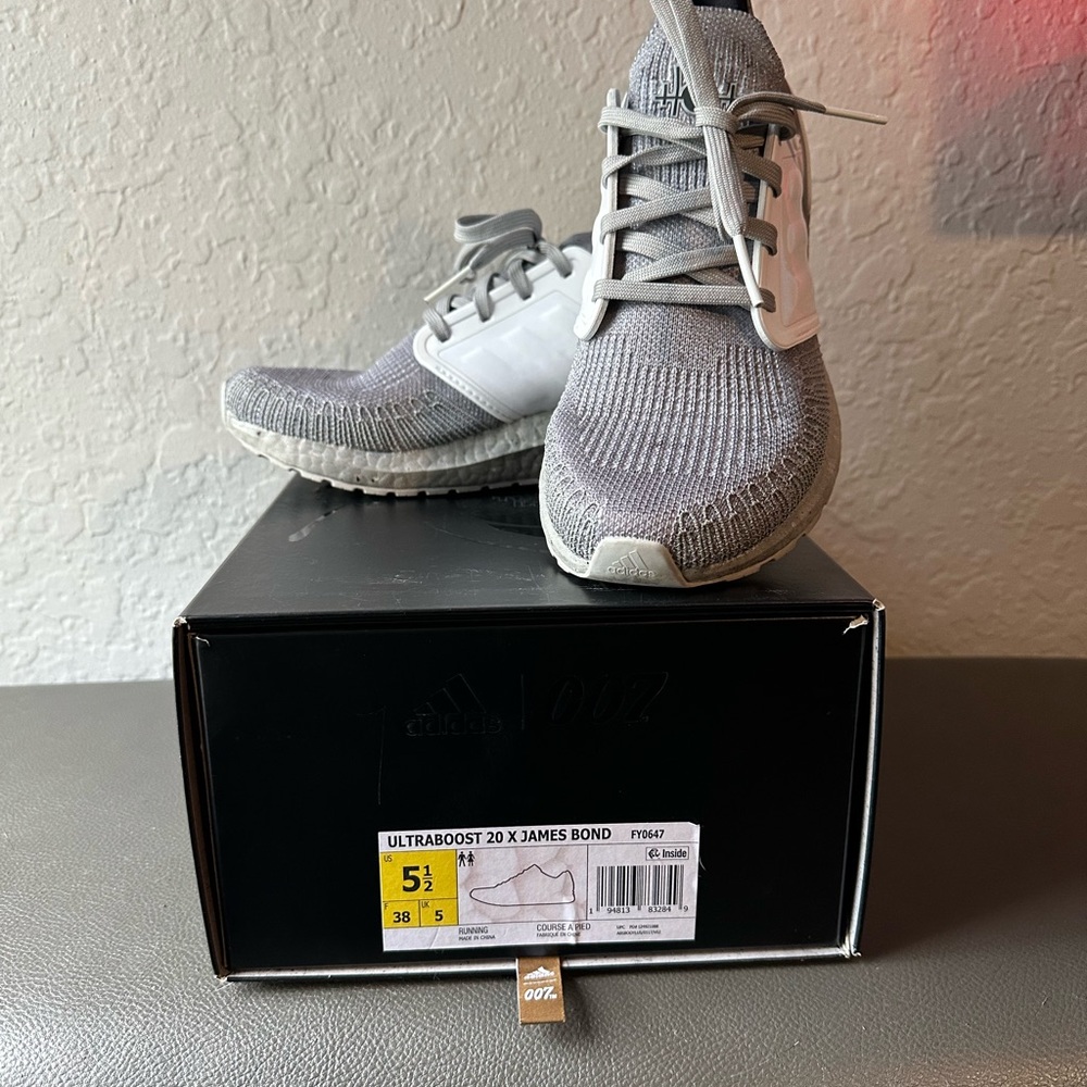 adidas Grey and White Knit Running Sneakers